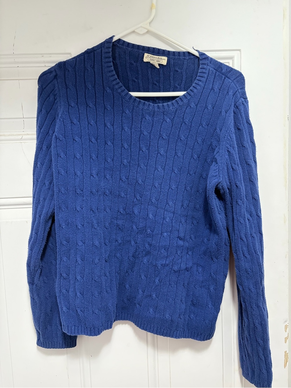 St. John's Bay Cable Knit Crewneck Sweater - Royal Blue
